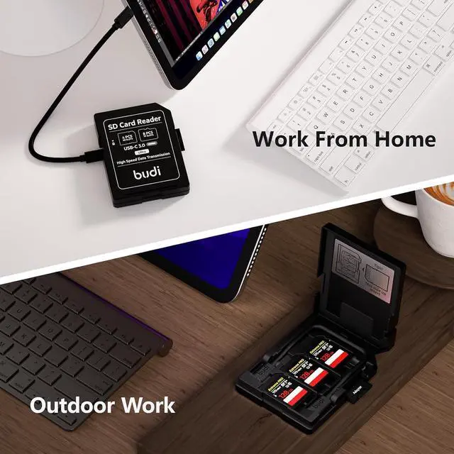 Alt view image 6 of 6 - Micro SD Memory Card Reader with 8 Slots TF-Styled Memory Card Storage Case Supports USB Type-C and USB Compatible with iPhone 16/15/14/13/12/11/Pro Max/Tablets/Android/Mac (TF&SD Card)