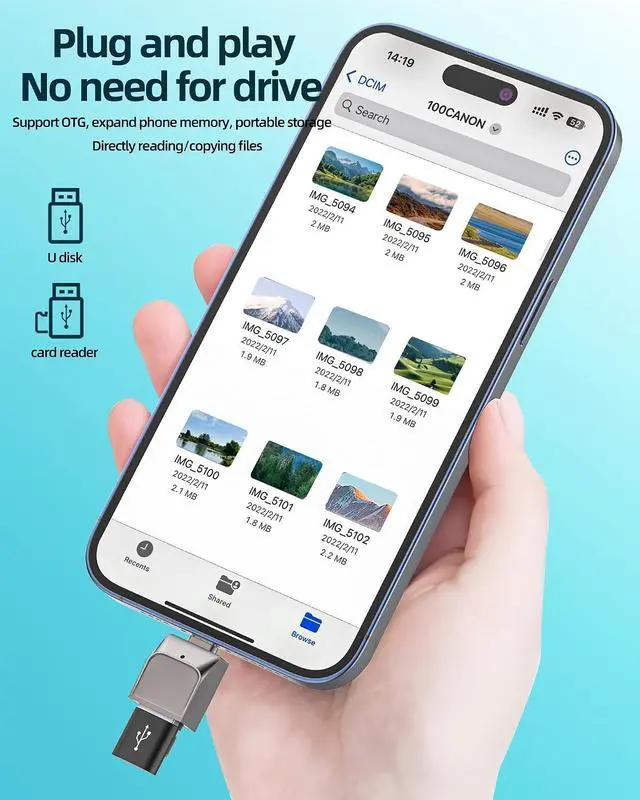 Alt view image 3 of 7 - USB A to C Adapter Card Reader Micro SD for iPhone 17 16 15 Pro Max (2in1) Camera Memory Stick for Ipad for Male Charger Android Phone Adaptor Computer Charging TF Female Port Lector Speed