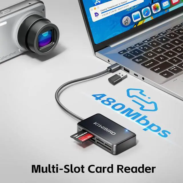Alt view image 4 of 7 - KiWiBiRD SD Card Reader CF Card Reader USB C Memory Stick Pro Duo Reader | Memory Card reader USB for SD MicroSD Compact Flash MS M2 for PC Camera Laptop iPhone 17 17e Air 16 Pro Max Mac Galaxy S26