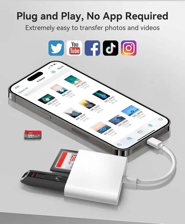 Alt view image 3 of 7 - USB C SD Card Reader for iPhone 17/16/15 Series USB C to Micro SD Memory Card Adapter for iPad/Mac Pro/Air USBC/Type C Camera Card Reader with USB A Port for Phone Laptop and More USBC Devices