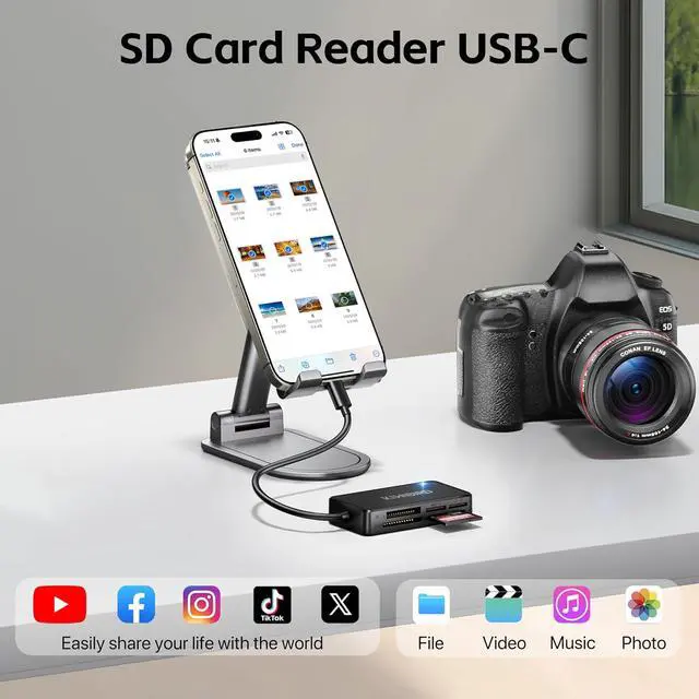 Alt view image 5 of 7 - KiWiBiRD SD Card Reader CF Card Reader USB C Memory Stick Pro Duo Reader | Memory Card reader USB for SD MicroSD Compact Flash MS M2 for PC Camera Laptop iPhone 17 17e Air 16 Pro Max Mac Galaxy S26