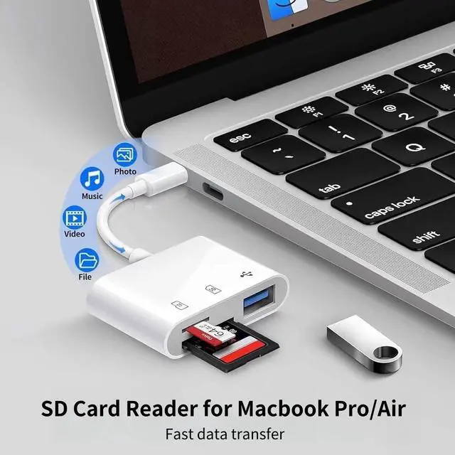 Alt view image 4 of 7 - USB C SD Card Reader for iPhone 17/16/15 Series USB C to Micro SD Memory Card Adapter for iPad/Mac Pro/Air USBC/Type C Camera Card Reader with USB A Port for Phone Laptop and More USBC Devices
