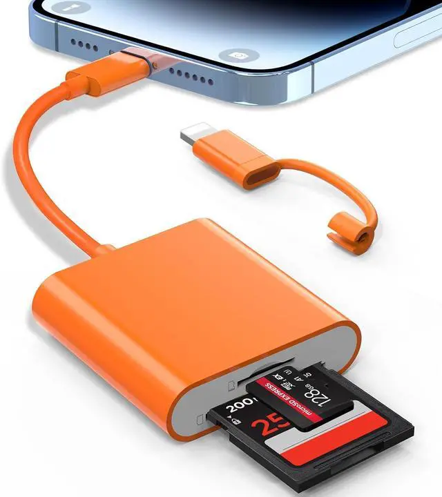 Main image of SD Card Reader for iPhone USB C & Lightning SD Card Adapter Memory Card Reader for Digital Camera Adapter to iPhone/iPad/Mac Support SD/MicroSD/TF/Sim Card Camera Accessories Plug and Play