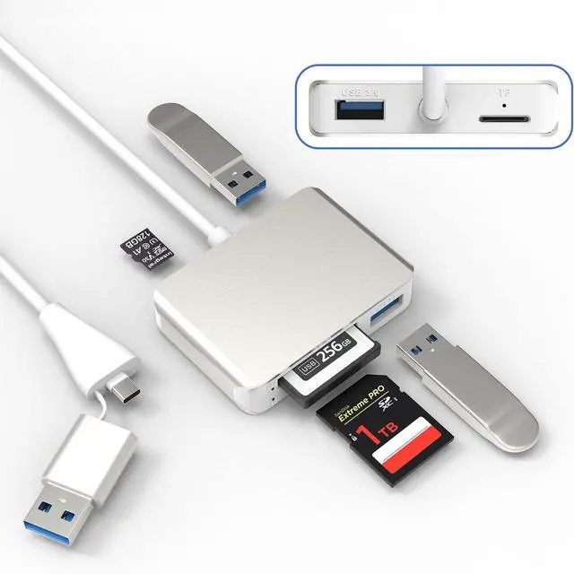 Main image of XQD Card Reader USB 3.0/USB C to XQD/SD/TF Card Reader 5 in 2 USB 3.0 Card Adapter Read 3 Cards for SD(HC/XC) TF Sony G Series Lexar USB Mark Card Compatible for USB A/USB-C Laptop