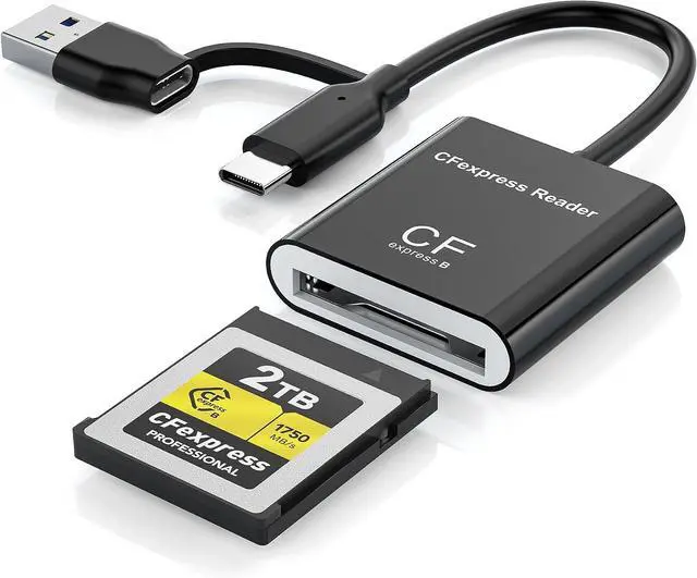 Main image of CFexpress Type B Card Reader with USB 3.2 (Gen 2) 10Gbps USB-C&USB-A 2-in-1 Type B CFexpress Adapter Compatible with Windows/Mac/Linux/Android for PC iPhone 17/16/15 Laptops Tablets Smartphones