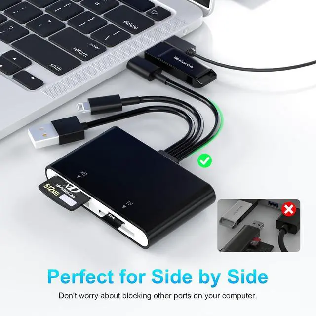 Alt view image 7 of 7 - Memory Stick Pro Duo Adapter 4 in 1 SD/TF/MS/XD Card Reader XD Picture Card Reader for USB C/Lightning/USB A Multi-SD Card Reader for iPhone 17/16/15/14/13/12/11/iPad/MAC/Android/Laptop/PC