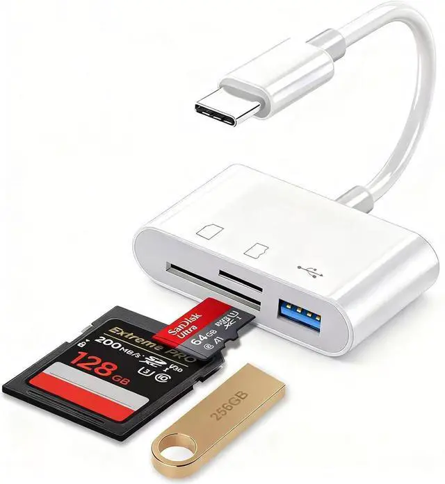 Main image of USB C SD Card Reader 3-in-1 Type C to USB Micro SD/SDHC Adapter with OTG High-Speed Data Transfer for iPhone 15 Galaxy MacBook iPad Pro Android Laptops Cameras