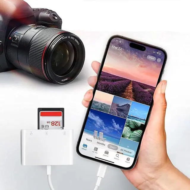 Alt view image 3 of 7 - USB C SD Card Reader 3-in-1 Type C to USB Micro SD/SDHC Adapter with OTG High-Speed Data Transfer for iPhone 15 Galaxy MacBook iPad Pro Android Laptops Cameras