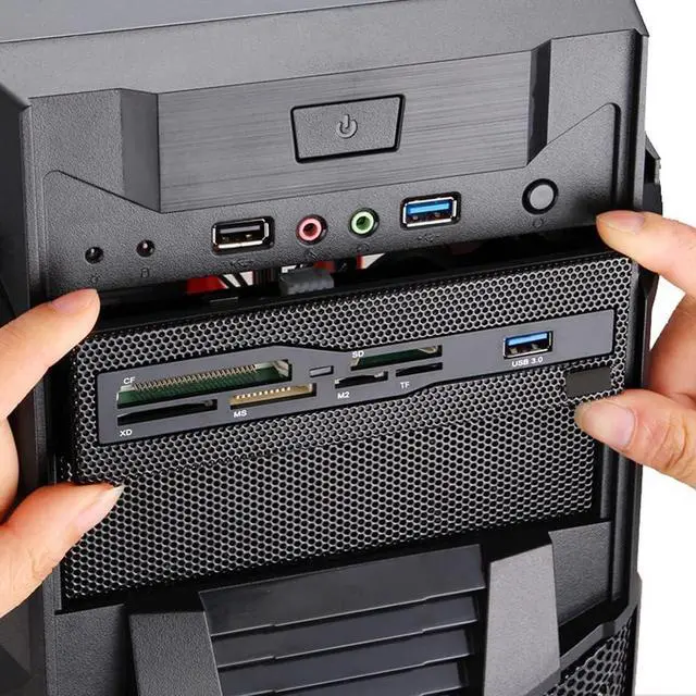Alt view image 7 of 7 - 5.25 Internal Card Reader Media Multi-Function Dashboard PC Front Panel USB 3.0 Support CF XD MS M2 TF