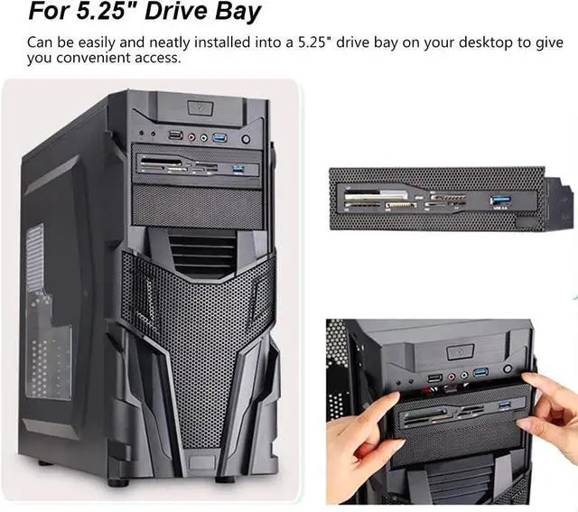 Alt view image 6 of 7 - 5.25 Internal Card Reader Media Multi-Function Dashboard PC Front Panel USB 3.0 Support CF XD MS M2 TF