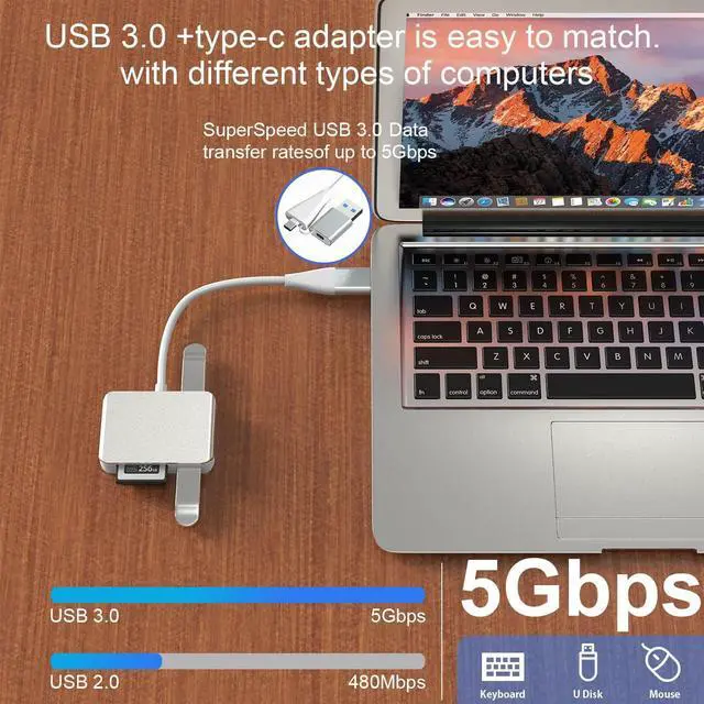 Alt view image 3 of 7 - XQD Card Reader USB 3.0/USB C to XQD/SD/TF Card Reader 5 in 2 USB 3.0 Card Adapter Read 3 Cards for SD(HC/XC) TF Sony G Series Lexar USB Mark Card Compatible for USB A/USB-C Laptop