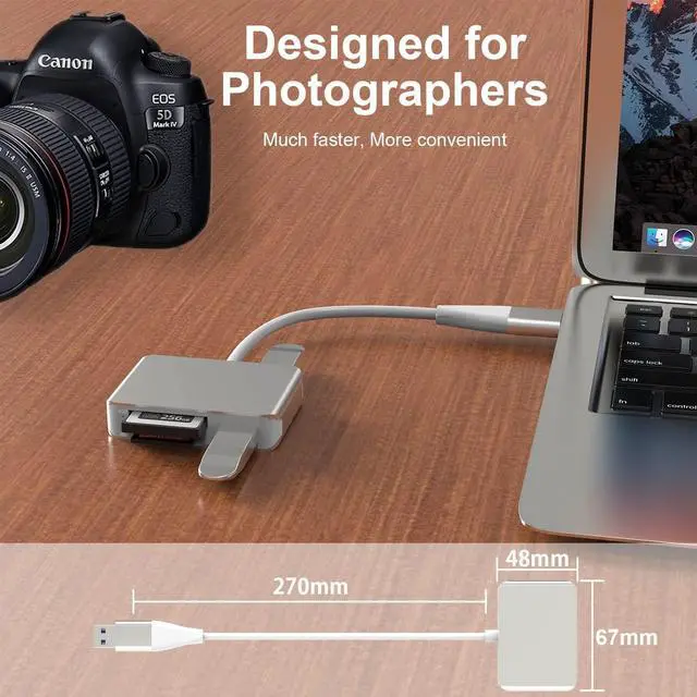 Alt view image 6 of 7 - XQD Card Reader USB 3.0/USB C to XQD/SD/TF Card Reader 5 in 2 USB 3.0 Card Adapter Read 3 Cards for SD(HC/XC) TF Sony G Series Lexar USB Mark Card Compatible for USB A/USB-C Laptop