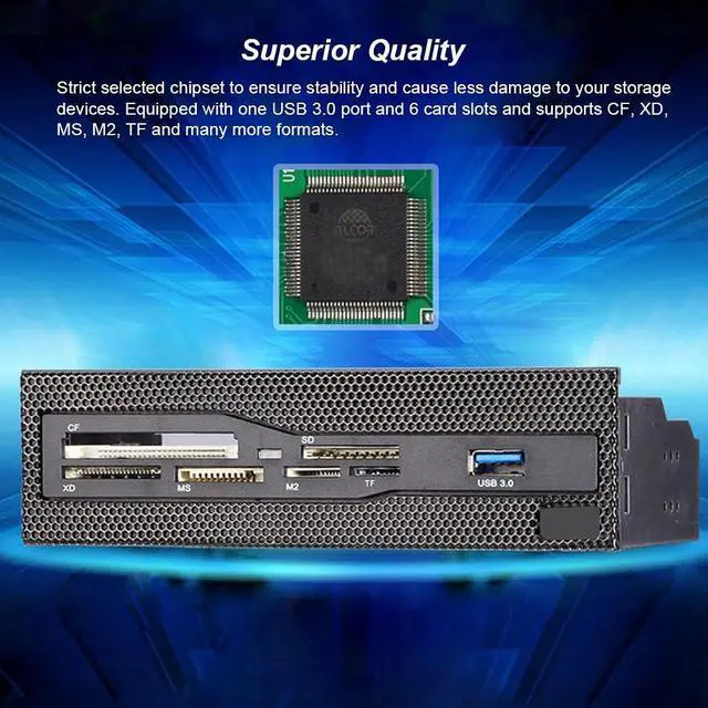 Alt view image 4 of 7 - 5.25 Internal Card Reader Media Multi-Function Dashboard PC Front Panel USB 3.0 Support CF XD MS M2 TF