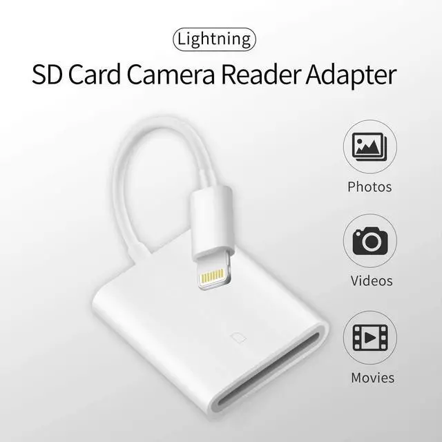 Alt view image 2 of 7 - MFi Certified Lightning to SD Card Camera Reader for iPhone iPad | SD Card Reader Memory Card Reader Trail Camera Viewer SD Card Adapter for iPhone 14 13 12 11 XS XR X 8 Plug and Play