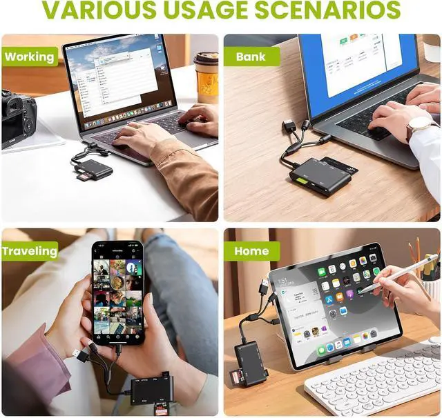 Alt view image 7 of 7 - SIM Card Reader for iPhone/PC 7 in 3 Lightning/USB-A/USB-C CAC Reader Military Smart Card Reader & SD/TF/M2/ID/IC/SIM/PIV/Ms Pro Duo Card Reader for iPhone/iPad/PC/Laptop/Windows/Linux Plug and Play