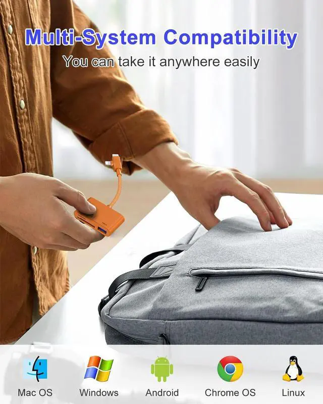 Alt view image 7 of 7 - SD Card Reader for iPhone 17/16/15/14/iPad - Type C/Lightening 2 in 1 High Speed to SD/TF Card Adapter with SD MicroSD USB Port Plug and Play Trail Game Digital Camera Adapter SD Memory Card Reader