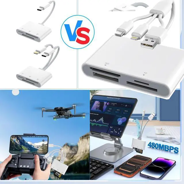 Alt view image 6 of 6 - Memory Stick Pro Duo Adapter 4-in-1 SD/TF/MS/XD Card Reader USB-C & USB-A OTG Plug & Play Compatible with iPhone 11-16 Android iPad Mac PC Sony Cybershot