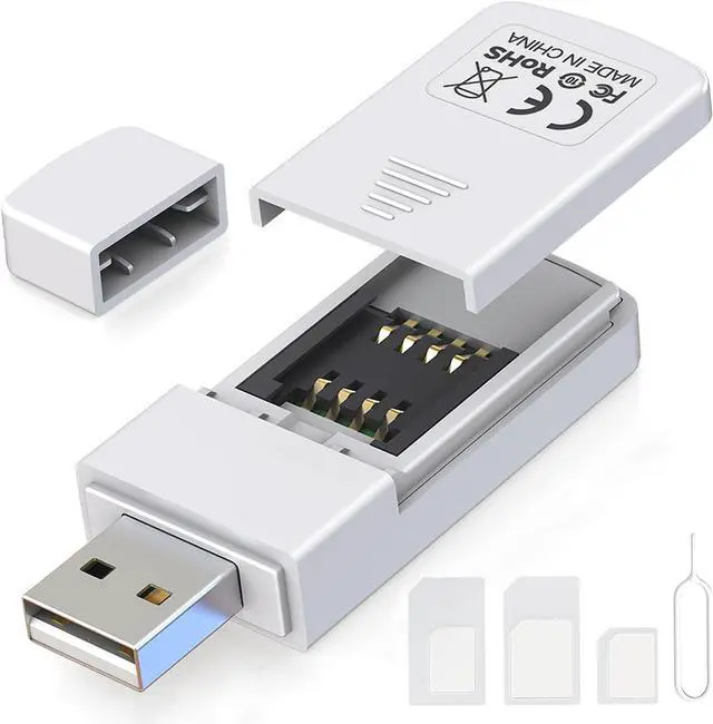 Main image of SIM Card Reader - Nano Micro Standard USB SIM Card Adapter with Eject Pin for Windows PC Laptop Read Edit Copy Contacts SMS Messages Nano SIM Adapter Reader for SIM Memory Card Backup Management