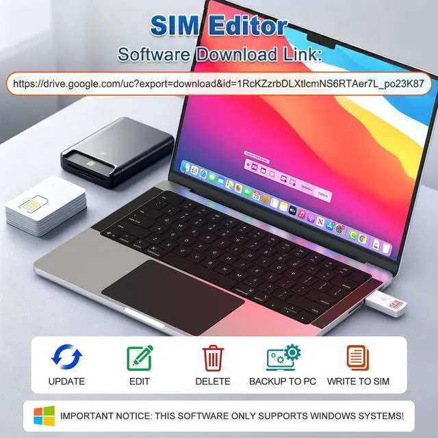 Alt view image 3 of 7 - SIM Card Reader - Nano Micro Standard USB SIM Card Adapter with Eject Pin for Windows PC Laptop Read Edit Copy Contacts SMS Messages Nano SIM Adapter Reader for SIM Memory Card Backup Management