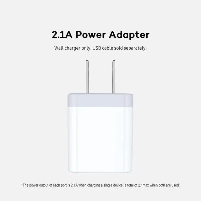 Alt view image 3 of 7 - Wall Charger 3Pack 5V/2.1A 2-Port USB Wall Charger Home Travel Plug Power AC Adapter Fast Charging Block Cube for iPhone 15 14 13 12 SE 16Pro Max XS 17 Plus Galaxy Google Pixel Box