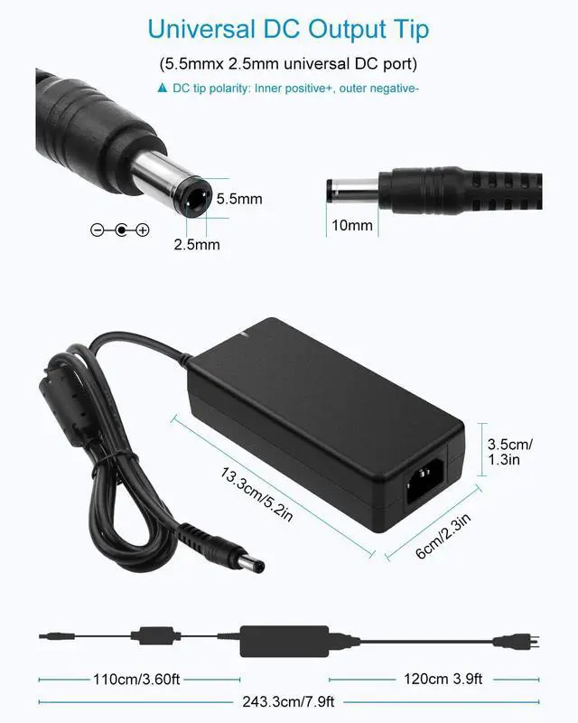 Alt view image 7 of 7 - 24V Power Supply 4A 96W AC/DC Adapter 100-240V AC to DC 24 Volt Converter 4amp 3.75A 3.5A 3A 2.5A Transformer 5.5x2.5mm for AMS-2-Pro LED Strip CCTV Camera LCD Monitor Massage Chair