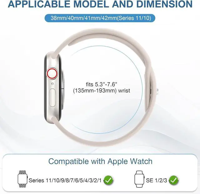 Alt view image 2 of 7 - 10 Pack Silicone Bands Compatible with Watch 38mm 40mm 41mm 42mm 44mm 45mm 46mm 49mm Women Men Soft Waterproof Replacement Wrist Sport Band for iWatch Series 11 10 9 8 7 6 5 4 3 2 1 SE Ultra