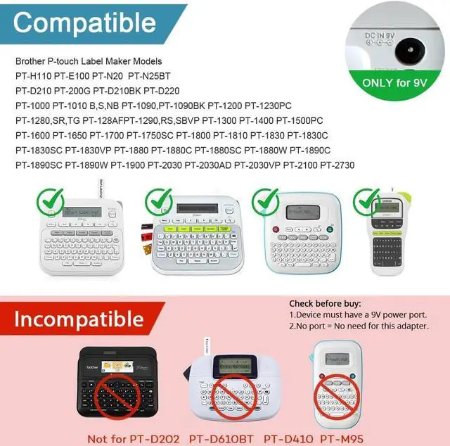 Alt view image 7 of 7 - Ac Dc Power Adapter Compatible with Brother P-Touch PT-D210 PTD 210 PTD220 PT-N20 PT-D200VP PTH110 Label Maker UL Listed Power Supply Charger for Brother AD-24 AD-24ES AD-20 AD-30