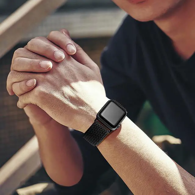 Alt view image 7 of 7 - Nylon Stretchy Solo Loop Watch Band Compatible with Watch Series 11-1 SE/Ultra 3 2 1 38/40/41/42/44/45mm/46mm/49mm Adjustable Replacement Strap for Women Men