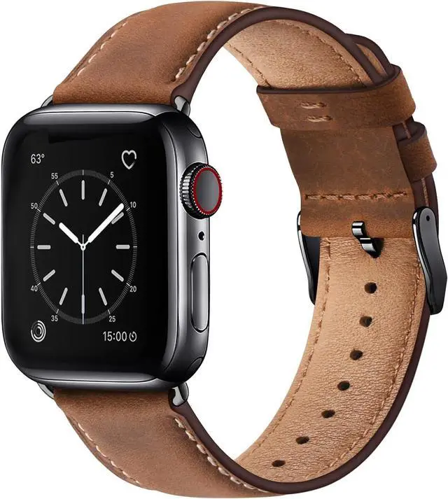 Main image of Leather Bands Compatible with Watch Band 42mm(Series 3 2 1) 44mm 45mm 46mm 49mm for Men Women Top Grain Genuine Leather Replacement Strap for iWatch Ultra 3 2 1 SE3 2 1 Series 11 10 9 8 7 6 5 4 3 2 1
