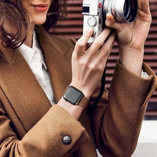 Alt view image 7 of 7 - Leather Bands Compatible with Watch Band 42mm(Series 3 2 1) 44mm 45mm 46mm 49mm for Men Women Top Grain Genuine Leather Replacement Strap for iWatch Ultra 3 2 1 SE3 2 1 Series 11 10 9 8 7 6 5 4 3 2 1