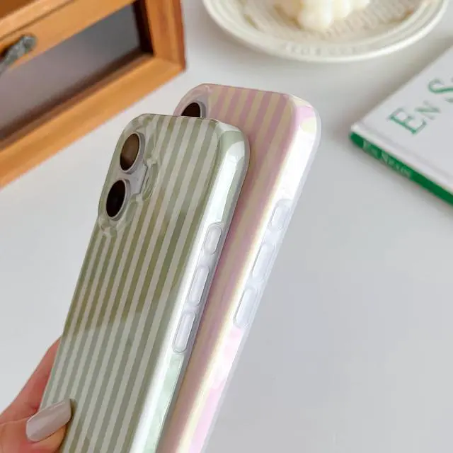 Alt view image 6 of 7 - for iPhone 17 Case Cute Striped Phone Case Soft TPU Slim Shockproof Phone Cover for Women Girls Pink and Yellow