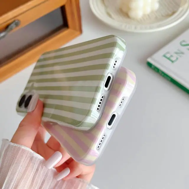 Alt view image 7 of 7 - for iPhone 17 Case Cute Striped Phone Case Soft TPU Slim Shockproof Phone Cover for Women Girls Pink and Yellow