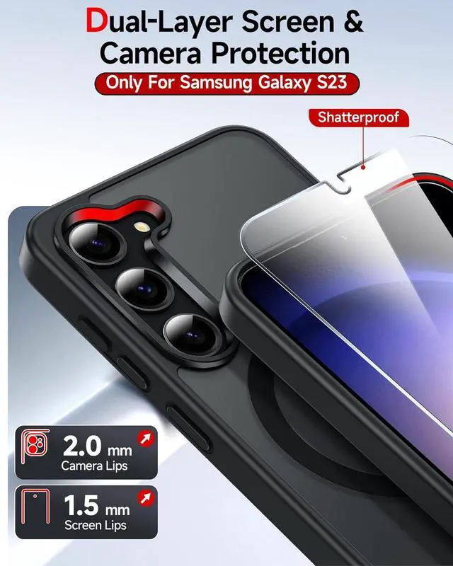 Alt view image 6 of 7 - for Galaxy S23-Phone Case:?????? ?????? ??????/?????? ???? Galaxy S23 Case with Screen Protector Fit MagSafe Magnetic Unlocked New 256gb S 23 Rugged Cover Funda para Galaxys23 5G Black