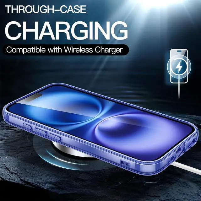 Alt view image 6 of 6 - Case ONLY for iPhone 16 Plus 6.7-Inch Non-Yellowing Shockproof Phone Bumper Cover Anti-Scratch Clear Back (Ultramarine)