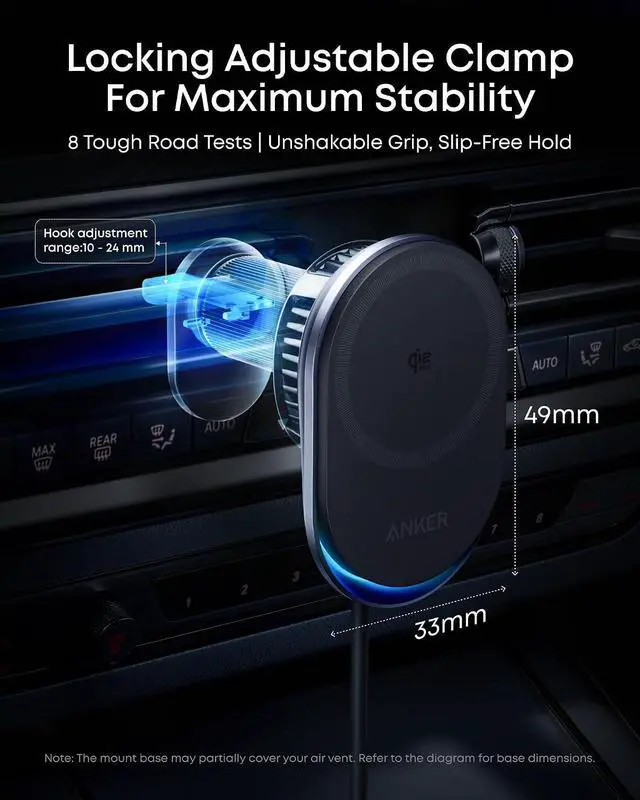 Alt view image 4 of 7 - Prime MagSafe Car Mount Charger Qi2 25W Certified Wireless Car Charger with AirCool Strong Magnets Air Vent Mount for iPhone 17-12 Series