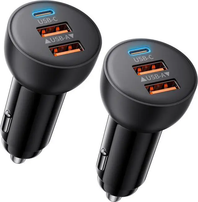 Main image of USB C Car Charger 2 Pack 70W 3-Port PD/QC Fast Charging Cigarette Lighter USB Charger Car Phone Adapter Accessories for iPhone 17/Air/16/15/14/13/12 Pro Max iPad Pixel Galaxy S25/S24/S23 Android