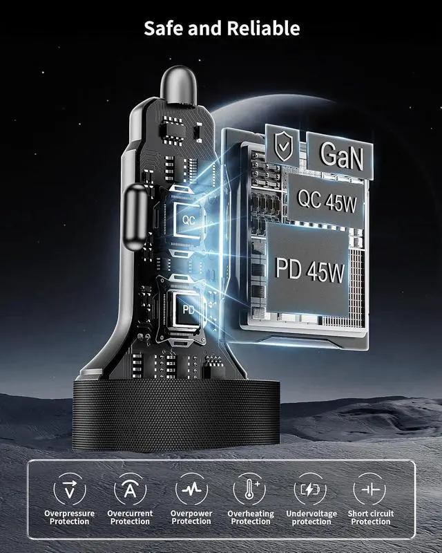Alt view image 6 of 7 - 90W 4-Port Car Charger USB C Fast Charge with 240W Type C Cable for | USB-C Car Phone Charger Super Fast Charging Cigarette Lighter Adapter for Galaxy S26 S25 S24 S23 Ultra iPhone 17 16 Android