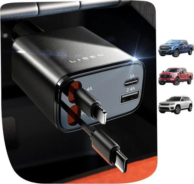 Main image of Retractable Car Charger 4 in 1 for Cars 69W Retractable USB C Car Charger with 31.5in Cable Fast Charging for iPhone 17 16 15 14 13 12 Pro Max Plus Compact Cars Accessories for Daily Driving