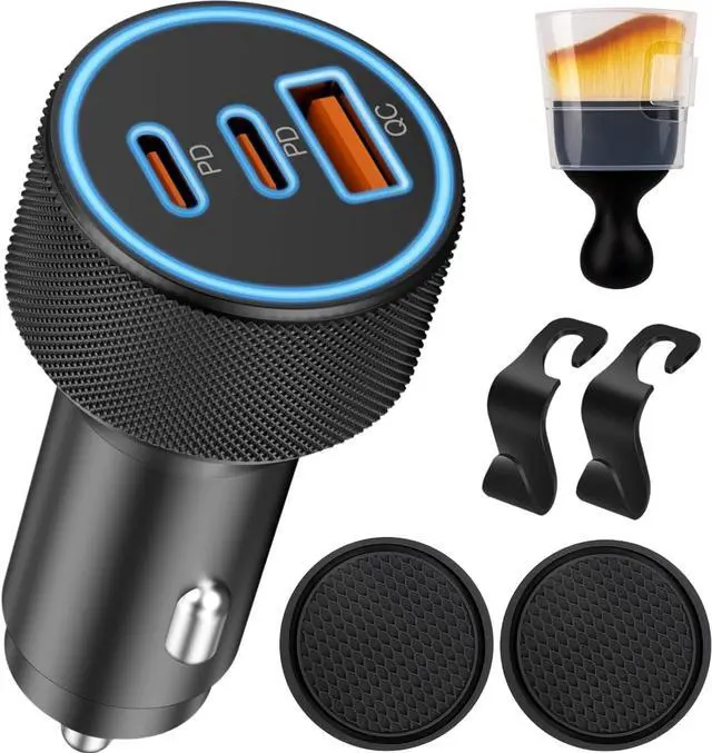 Main image of 142.5W Car Charger Super Fast Charging Cigarette Lighter USB Phone Accessories Charger Adapter with QC USB c Type c PD Universal Quick Charge Multi 3 Port for 12-24v Car Cigarette Lighter Plug