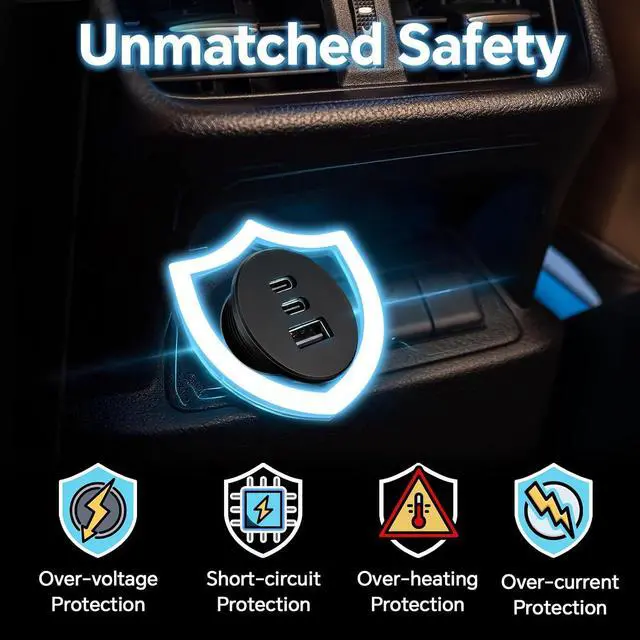 Alt view image 7 of 7 - Acegoo 78W 12V USB Outlet Dual 30W PD3.0 Type-C & 18W QC3.0 Aluminum Car Charger Socket Multi Port Fast Charging Replacement Socket Accessories for RV Camper Trailer Truck Boat (2 Pcs)