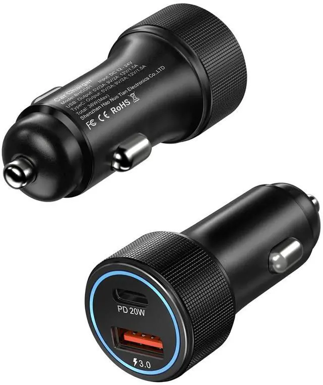 Main image of USB C Car Charger 2 Pack 38W Cigarette Lighter Adapter 12V USB Outlet PD/QC Fast Charging Car Phone Charger Plug for iPhone 16 15 14 13 Pro Max iPad Android S25 S24 S23 S22 Pixel 9 8