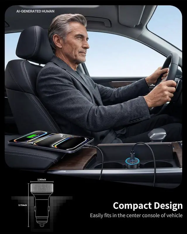 Alt view image 7 of 7 - Car Charger USB C 4-Port 90W Super Fast Charging Car Phone Charger Accessories Dual USB-C & USB-A Cargador Carro Cigarette Lighter Adapter for iPhone 17 16 15 14 13 12 iPad Galaxy Tablet Android
