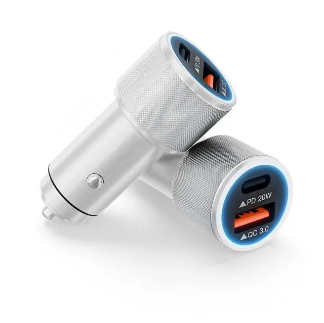 Main image of iPhone 17/16/15 Car Charger Fast Charging 2-Port Cigarette Lighter USB Charger Dual USBA and USB C Car Adapter 2Pack Compatible with iPhone 17e/17 Pro/Air/16e/16 Plus/15 Pro Max iPad mini/Air Airpods