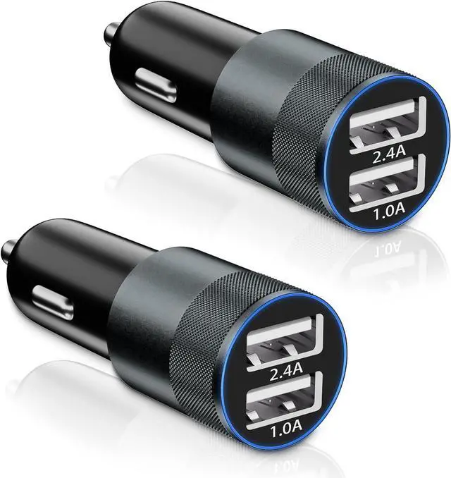 Main image of USB Car Charger Adapter 2 Pack(3.4A) Fast Car Charger Dual USB Ports Fast Charging Cigarette Lighter Adapter Rapid Plug Car Charger Compatible with iPhone Air/17 Pro Max/16e/16 Pro/15 Plus/14/13/12/11