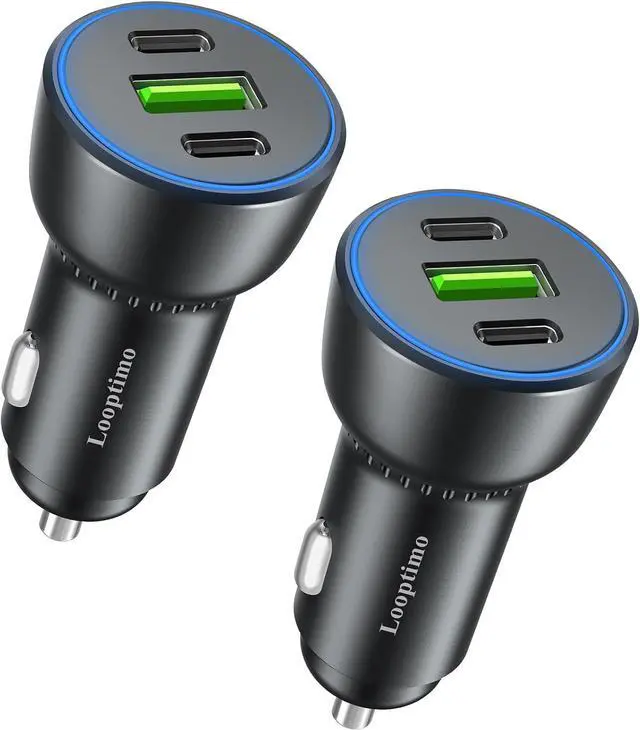 Main image of 90W USB C Car Charger Adapter 2-Pack Multi Port Type C Fast Charging Cell Phone Auto Cigarette Lighter Adapter Dual 45W Car Accessories 12V Dual USBC Plug Output for iPhone 17 Pro Max 16 15 Android