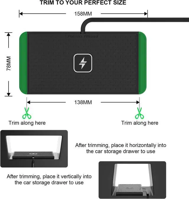 Alt view image 5 of 7 - 25W Wireless Charger Car Fast Wireless Charging Pad DIY Wireless Phone Charger Mat Compatible with iPhone 17/16(25W)/15/14/13/12(7.5W) (P21)