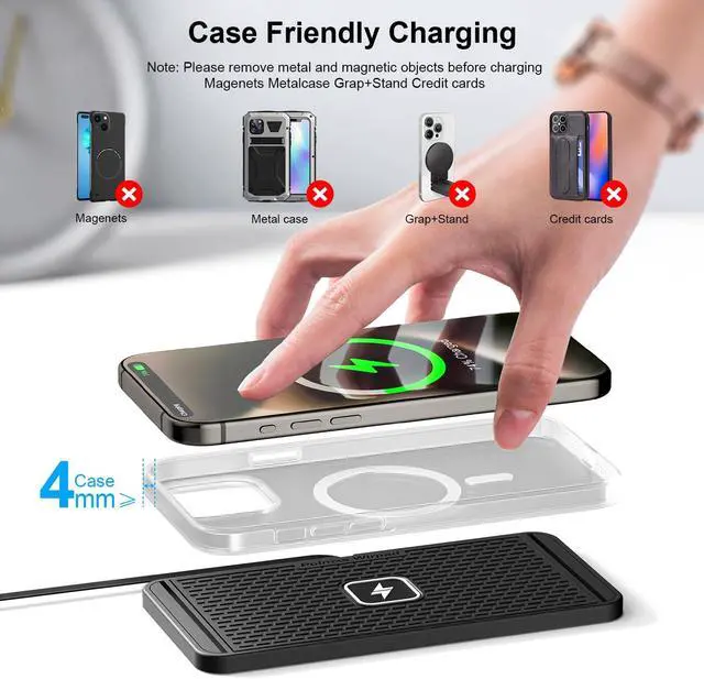 Alt view image 6 of 7 - 25W Wireless Charger Car Fast Wireless Charging Pad DIY Wireless Phone Charger Mat Compatible with iPhone 17/16(25W)/15/14/13/12(7.5W) (P21)