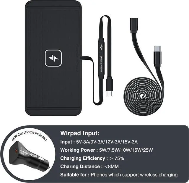 Alt view image 7 of 7 - 25W Wireless Charger Car Fast Wireless Charging Pad DIY Wireless Phone Charger Mat Compatible with iPhone 17/16(25W)/15/14/13/12(7.5W) (P21)