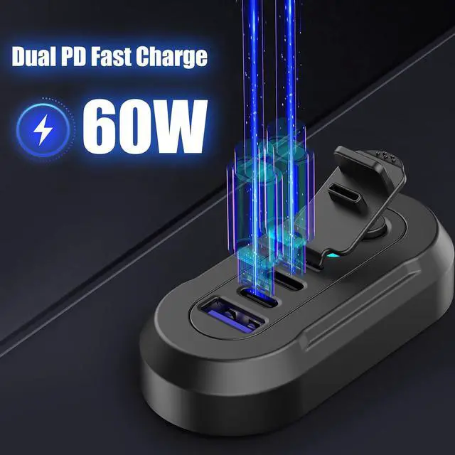 Alt view image 2 of 7 - 12V USB Outlet RV 3 Ports Dual PD 30W and Quick Charge QC3.0 Car Socket Charger with Blue Indicator Light and Switch Car USB Panel Wall Surface Mount Charging Accessories for Marine Bus Boat ATV