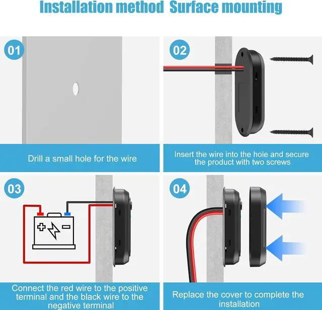 Alt view image 6 of 7 - 12V USB Outlet RV 3 Ports Dual PD 30W and Quick Charge QC3.0 Car Socket Charger with Blue Indicator Light and Switch Car USB Panel Wall Surface Mount Charging Accessories for Marine Bus Boat ATV